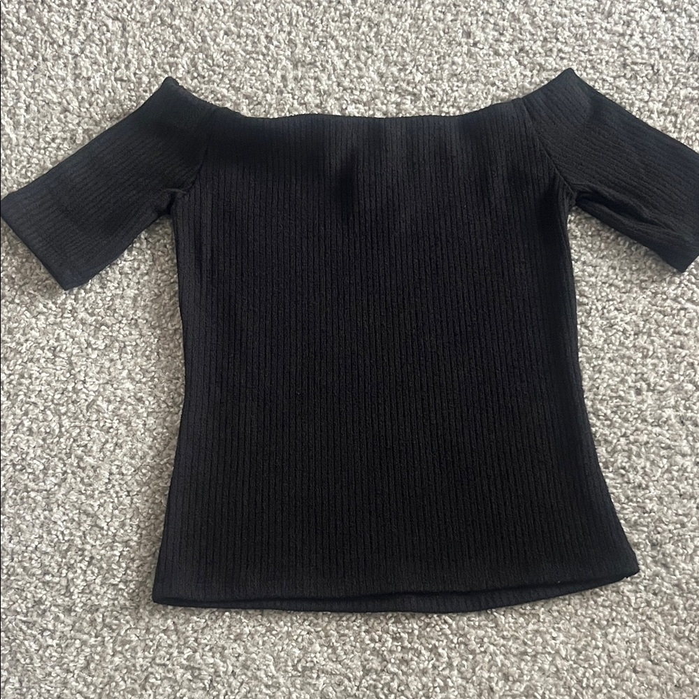 H&M Black Off-the-Shoulder Ribbed Top - Picture 3 of 5